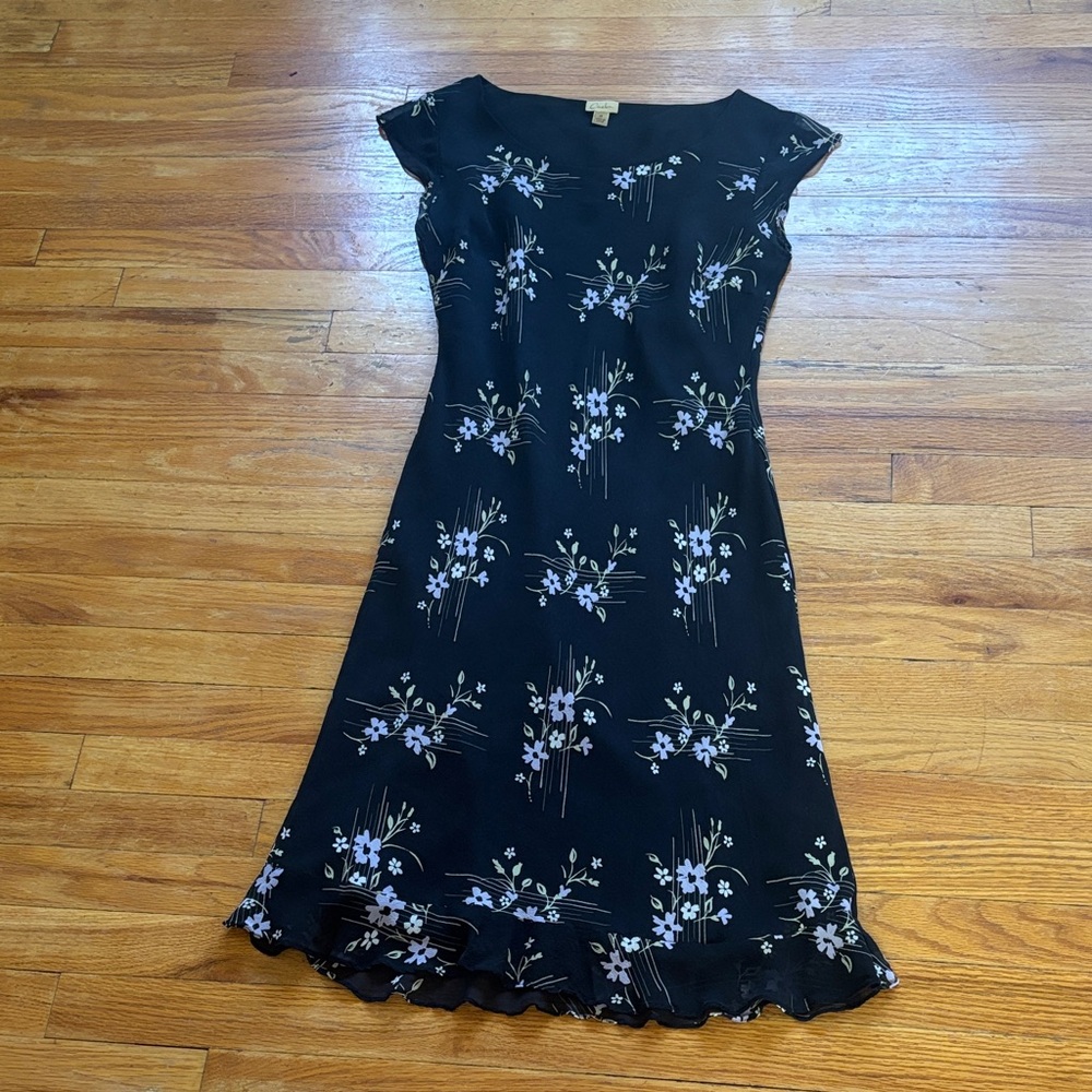 Caslon 100% Silk Floral Short Sleeve Dress